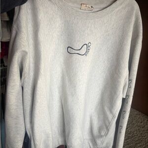 Women's Light Gray Sweater with Navy Design